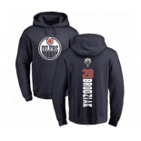 NHL Adidas Edmonton Oilers #28 Kyle Brodziak Navy Blue Backer Pullover Hoodie