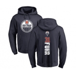 NHL Adidas Edmonton Oilers #31 Grant Fuhr Navy Blue Backer Pullover Hoodie