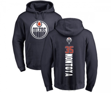 NHL Adidas Edmonton Oilers #35 Al Montoya Navy Blue Backer Pullover Hoodie