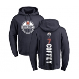 NHL Adidas Edmonton Oilers #7 Paul Coffey Navy Blue Backer Pullover Hoodie