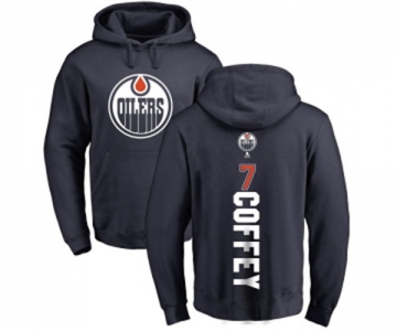 NHL Adidas Edmonton Oilers #7 Paul Coffey Navy Blue Backer Pullover Hoodie