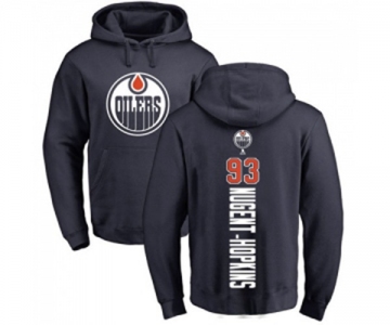 NHL Adidas Edmonton Oilers #93 Ryan Nugent-Hopkins Navy Blue Backer Pullover Hoodie