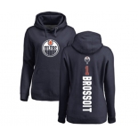 NHL Women Adidas Edmonton Oilers #1 Laurent Brossoit Navy Blue Backer Pullover Hoodie