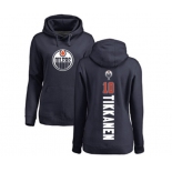 NHL Women Adidas Edmonton Oilers #10 Esa Tikkanen Navy Blue Backer Pullover Hoodie