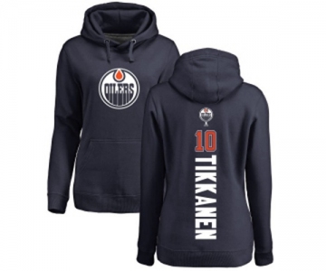 NHL Women Adidas Edmonton Oilers #10 Esa Tikkanen Navy Blue Backer Pullover Hoodie