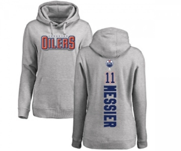 NHL Women Adidas Edmonton Oilers #11 Mark Messier Ash Backer Pullover Hoodie