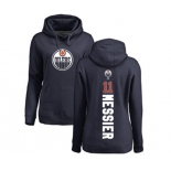 NHL Women Adidas Edmonton Oilers #11 Mark Messier Navy Blue Backer Pullover Hoodie