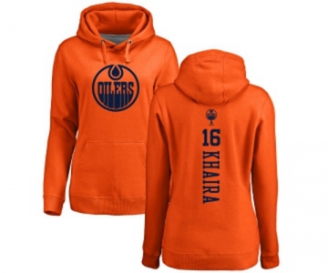 NHL Women Adidas Edmonton Oilers #16 Jujhar Khaira Orange One Color Backer Pullover Hoodie