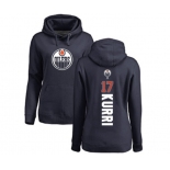 NHL Women Adidas Edmonton Oilers #17 Jari Kurri Navy Blue Backer Pullover Hoodie