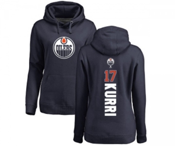 NHL Women Adidas Edmonton Oilers #17 Jari Kurri Navy Blue Backer Pullover Hoodie