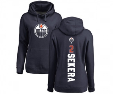 NHL Women Adidas Edmonton Oilers #2 Andrej Sekera Navy Blue Backer Pullover Hoodie