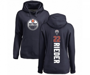 NHL Women Adidas Edmonton Oilers #22 Tobias Rieder Navy Blue Backer Pullover Hoodie