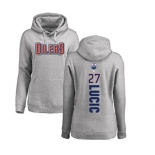 NHL Women Adidas Edmonton Oilers #27 Milan Lucic Ash Backer Pullover Hoodie