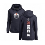 NHL Women Adidas Edmonton Oilers #28 Kyle Brodziak Navy Blue Backer Pullover Hoodie