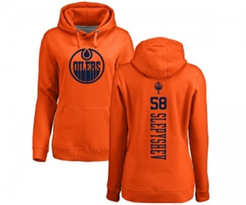 NHL Women Adidas Edmonton Oilers #58 Anton Slepyshev Orange One Color Backer Pullover Hoodie