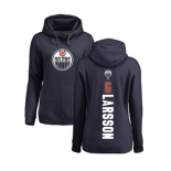 NHL Women Adidas Edmonton Oilers #6 Adam Larsson Navy Blue Backer Pullover Hoodie