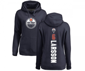 NHL Women Adidas Edmonton Oilers #6 Adam Larsson Navy Blue Backer Pullover Hoodie