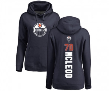 NHL Women Adidas Edmonton Oilers #70 Ryan McLeod Navy Blue Backer Pullover Hoodie