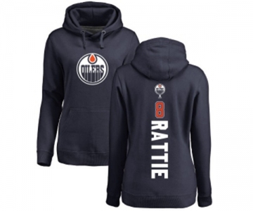 NHL Women Adidas Edmonton Oilers #8 Ty Rattie Navy Blue Backer Pullover Hoodie