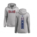 NHL Women Adidas Edmonton Oilers #83 Matt Benning Ash Backer Pullover Hoodie