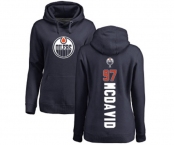 NHL Women Adidas Edmonton Oilers #97 Connor McDavid Navy Blue Backer Pullover Hoodie