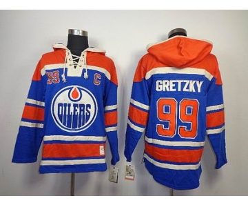 nhl edmonton oilers #99 gretzky blue[pullover hooded sweatshirt](C)