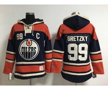 nhl jerseys edmonton oilers #99 gretzky dk.blue[pullover hooded sweatshirt][patch C]