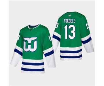 Men's Hartford Whalers #13 Warren Foegele 2019-20 Heritage Authentic Player Hockey Jersey Green