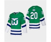 Men's Hartford Whalers #20 Sebastian Aho 2019-20 Heritage Authentic Player Hockey Jersey Green