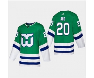 Men's Hartford Whalers #20 Sebastian Aho 2019-20 Heritage Authentic Player Hockey Jersey Green