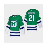 Men's Hartford Whalers #21 Nino Niederreiter 2019-20 Heritage Authentic Player Hockey Jersey Green