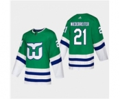 Men's Hartford Whalers #21 Nino Niederreiter 2019-20 Heritage Authentic Player Hockey Jersey Green