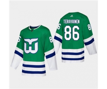 Men's Hartford Whalers #86 Teuvo Teravainen 2019-20 Heritage Authentic Player Hockey Jersey Green