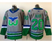 Mens Nhl Hartford Whalers #20 Aho Gray 2021 Reverse Retro Alternate Adidas Jersey