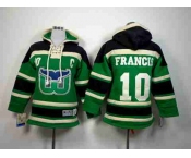 youth nhl jerseys hartford whalers #10 francis black-green[pullover hooded sweatshirt][patch C]