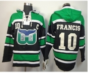 nhl jerseys hartford whalers #10 francis black-green[pullover hooded sweatshirt][patch C]