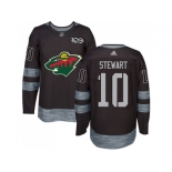 Men Adidas Minnesota Wild #10 Chris Stewart Black 1917-2017 100th Anniversary Stitched NHL Jersey