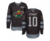 Men Adidas Minnesota Wild #10 Chris Stewart Black 1917-2017 100th Anniversary Stitched NHL Jersey