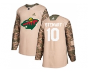 Men Adidas Minnesota Wild #10 Chris Stewart Camo Authentic 2017 Veterans Day Stitched NHL Jersey