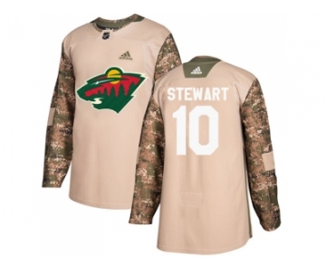 Men Adidas Minnesota Wild #10 Chris Stewart Camo Authentic 2017 Veterans Day Stitched NHL Jersey