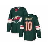 Men Adidas Minnesota Wild #10 Chris Stewart Green Home Authentic Stitched NHL Jersey