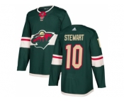 Men Adidas Minnesota Wild #10 Chris Stewart Green Home Authentic Stitched NHL Jersey