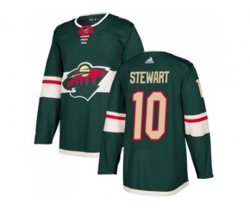 Men Adidas Minnesota Wild #10 Chris Stewart Green Home Authentic Stitched NHL Jersey