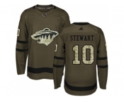 Men Adidas Minnesota Wild #10 Chris Stewart Green Salute to Service Stitched NHL Jersey