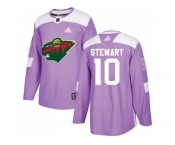 Men Adidas Minnesota Wild #10 Chris Stewart Purple Authentic Fights Cancer Stitched NHL Jersey