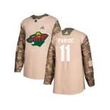 Men Adidas Minnesota Wild #11 Zach Parise Camo Authentic 2017 Veterans Day Stitched NHL Jersey