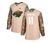 Men Adidas Minnesota Wild #11 Zach Parise Camo Authentic 2017 Veterans Day Stitched NHL Jersey