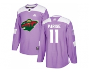 Men Adidas Minnesota Wild #11 Zach Parise Purple Authentic Fights Cancer Stitched NHL Jersey