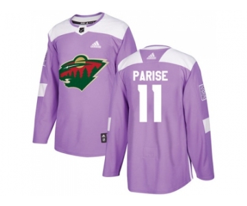 Men Adidas Minnesota Wild #11 Zach Parise Purple Authentic Fights Cancer Stitched NHL Jersey