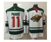 Men Adidas Minnesota Wild #11 Zach Parise White Road Authentic Stitched NHL Jersey